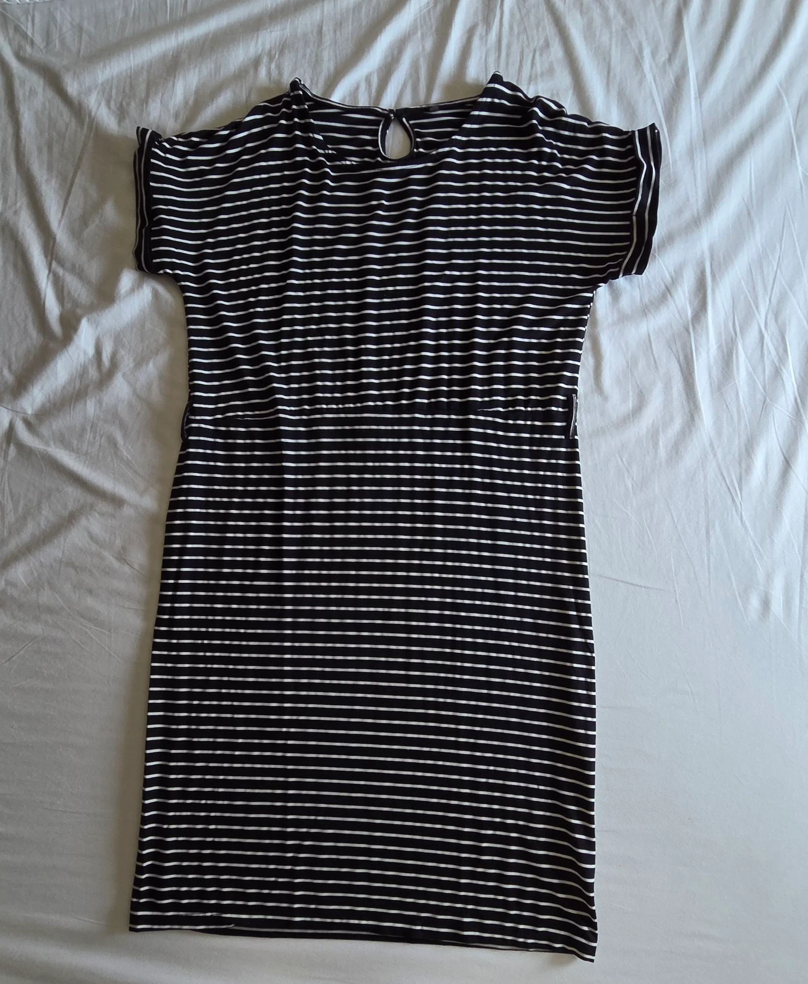 Vestido marinero negro y blanco L 40 vestido corto fluido a rayas – photo 2